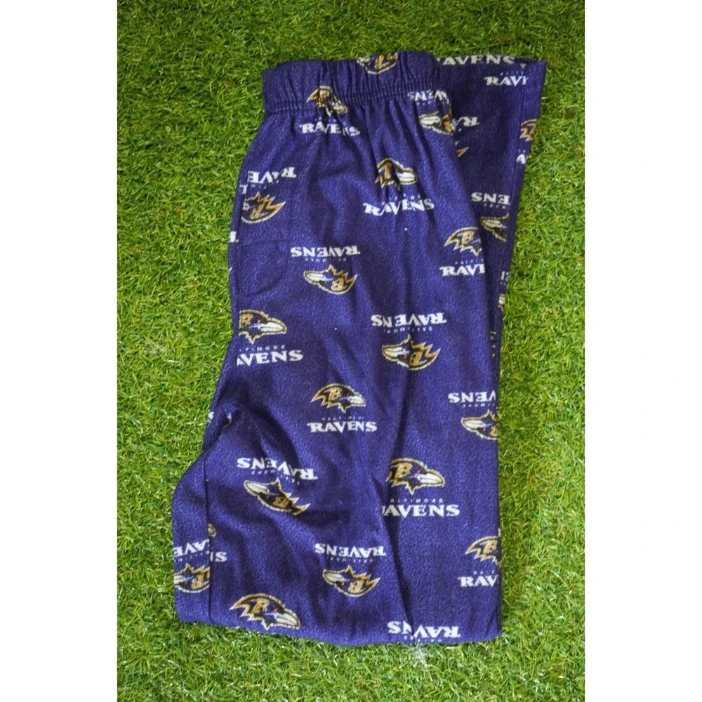 NFL Baltimore Ravens Football Pajama‎ Pants Youth Small Purple All Over Print
